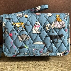 VERA BRADLEY RFID 3 in 1 CROSSBODY Wristlet Bag Purse Cats Meow Kittens